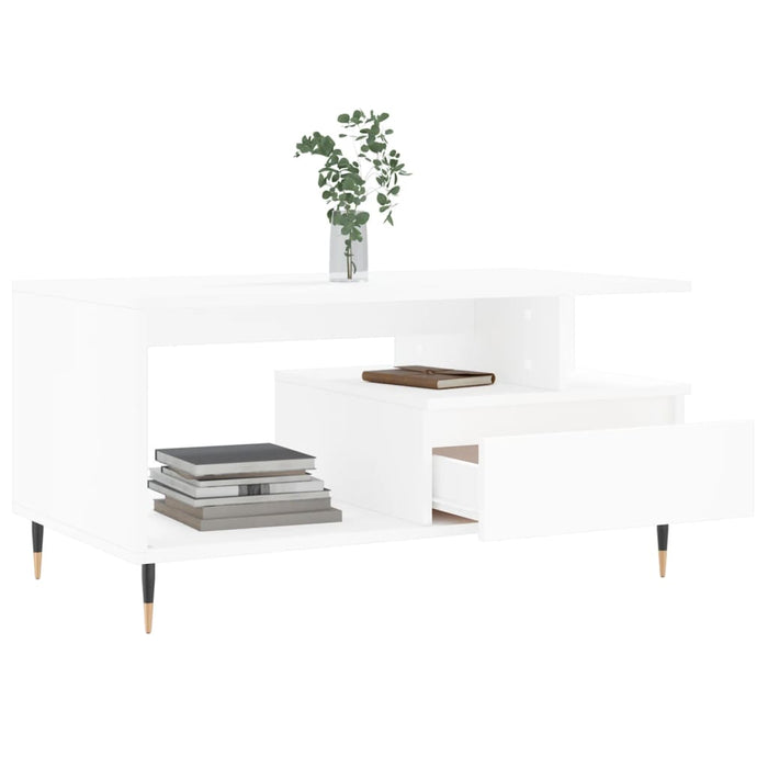 Coffee Table White 90x49x45 cm Engineered Wood