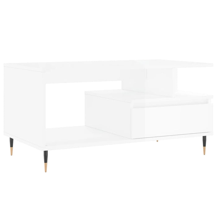 Coffee Table High Gloss White 90x49x45 cm Engineered Wood