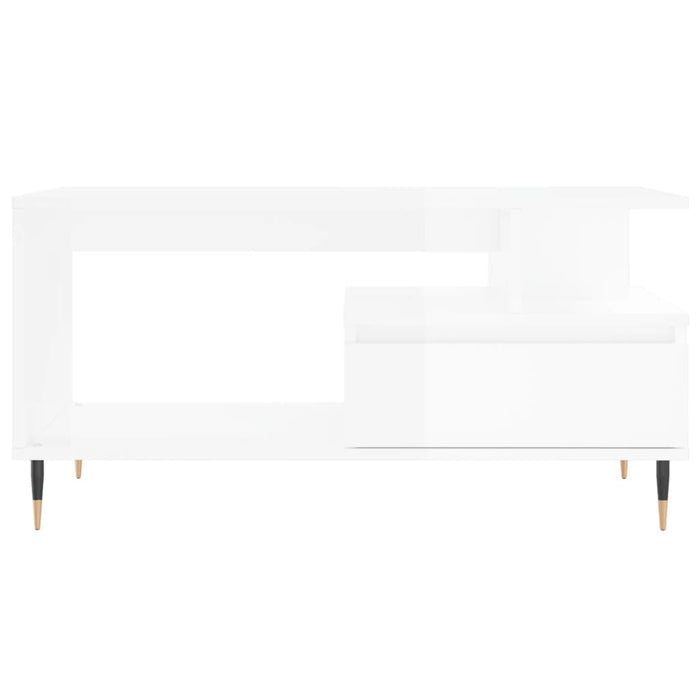 Coffee Table High Gloss White 90x49x45 cm Engineered Wood