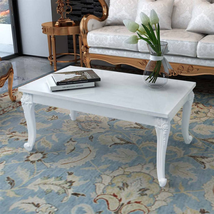 Coffee Table High Gloss White 100x50x42 cm Engineered Wood