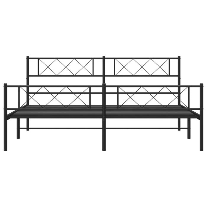Metal Bed Frame with Headboard and Footboard Black Super King Size