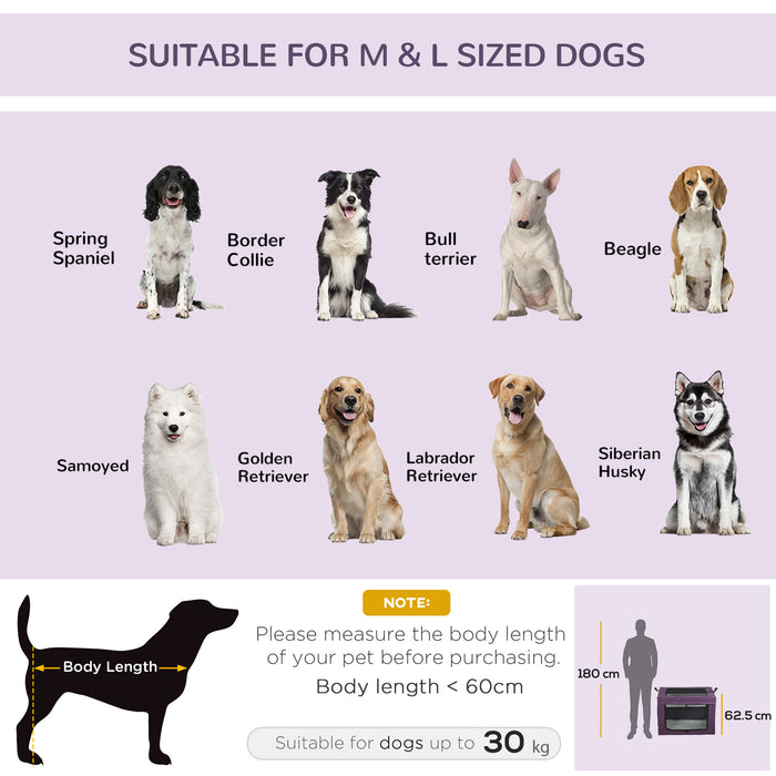 PawHut 90cm Foldable Pet Carrier, Portable Cat Carrier, Cat Bag, Pet Travel Bag with Cushion for Medium and Large Dogs, Purple