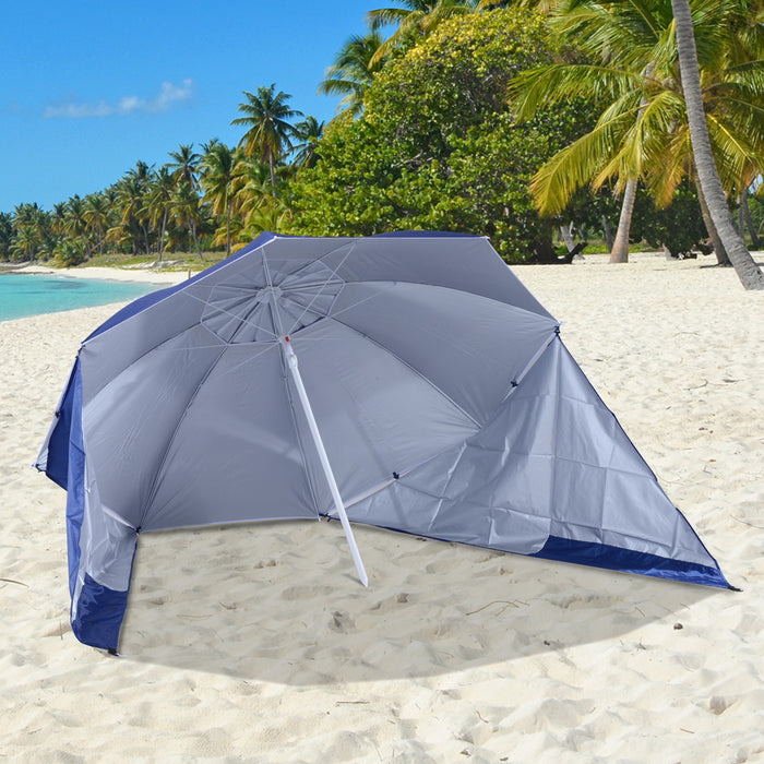 2m Beach Sport Umbrella Parasol-Coated Blue Polyester/Steel