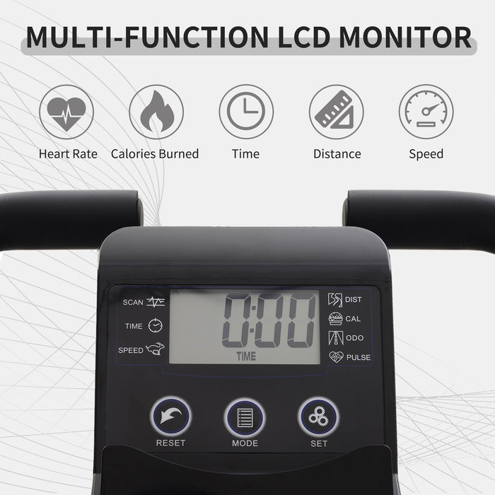 2-in-1 Foldable Exercise Bike Recumbent Stationary Bike 8-Level Adjustable Magnetic Resistance with Pulse Sensor LCD Display