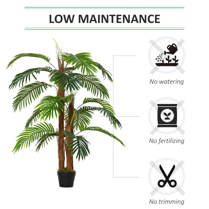 120cm/4FT Artificial Palm Tree Decorative Plant w/ 19 Leaves Nursery Pot Fake Plastic Indoor Outdoor Greenery Home Office D?«cor