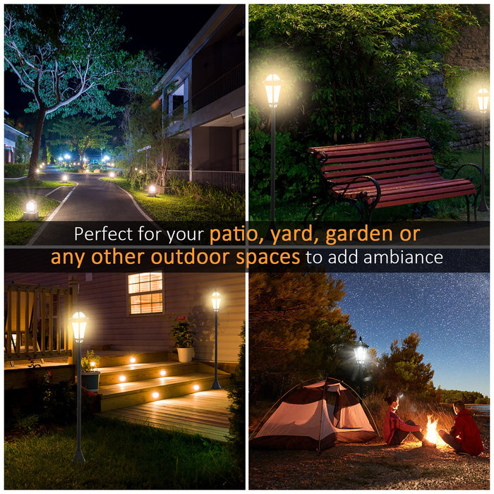 2 PCS LED Garden Lights Lamp Post Solar Powered Lantern Patio Pathway Walkway Outdoor Water-Resist Auto Switch 6-8 Hours Black