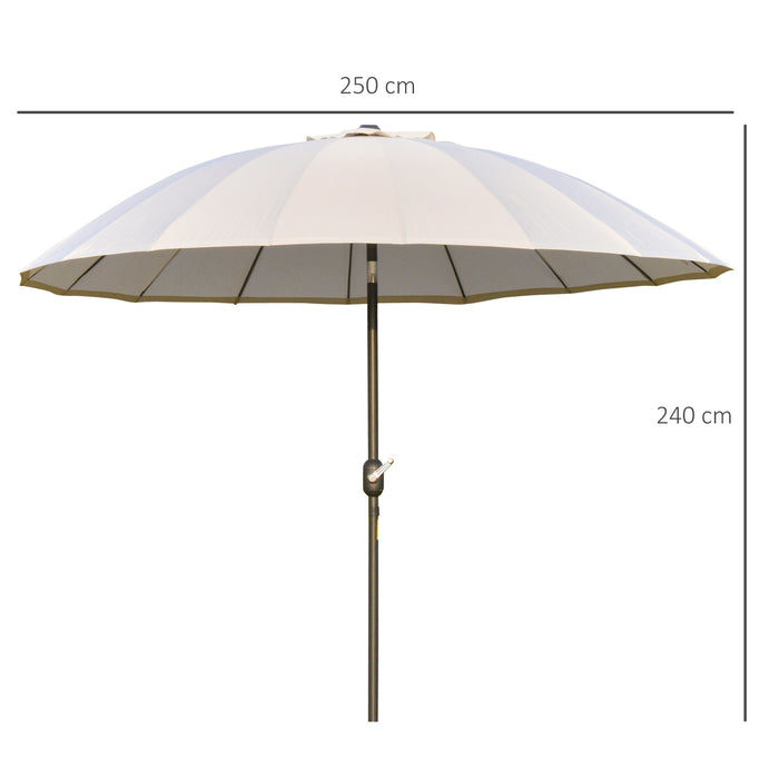 ­±255cm Patio Parasol Umbrella Outdoor Market Table Parasol with Push Button Tilt Crank and Sturdy Ribs for Garden Lawn Backyard Pool White