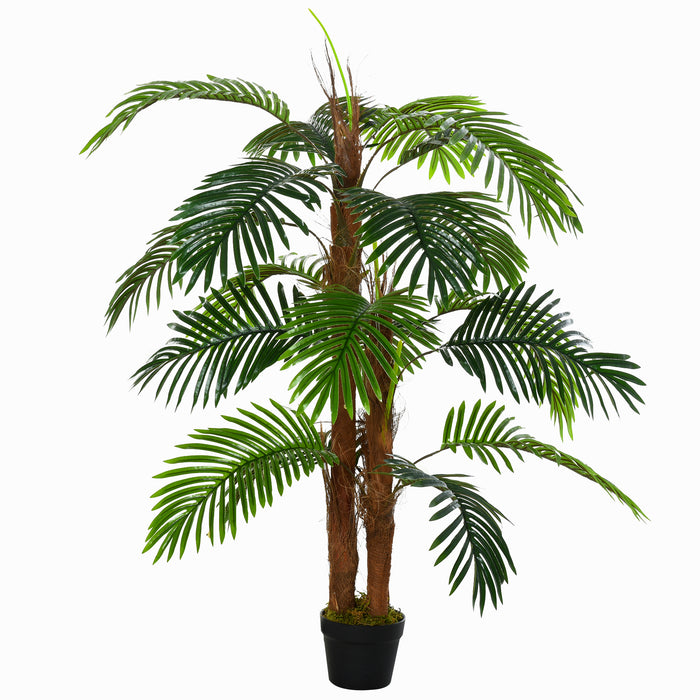 120cm/4FT Artificial Palm Tree Decorative Plant w/ 19 Leaves Nursery Pot Fake Plastic Indoor Outdoor Greenery Home Office D?«cor