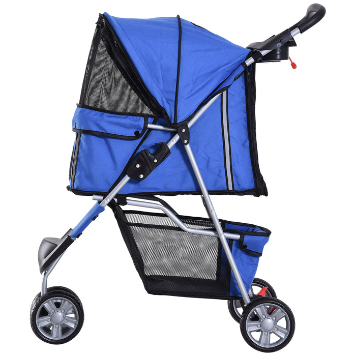PawHut Dog Pram Pet Travel Stroller Dog Pushchair W/Three Wheels-Blue