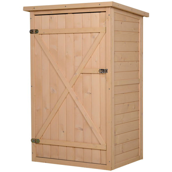 Wooden Garden Storage Shed Fir Wood Tool Cabinet Organiser with Shelves 75L x 56W x115Hcm