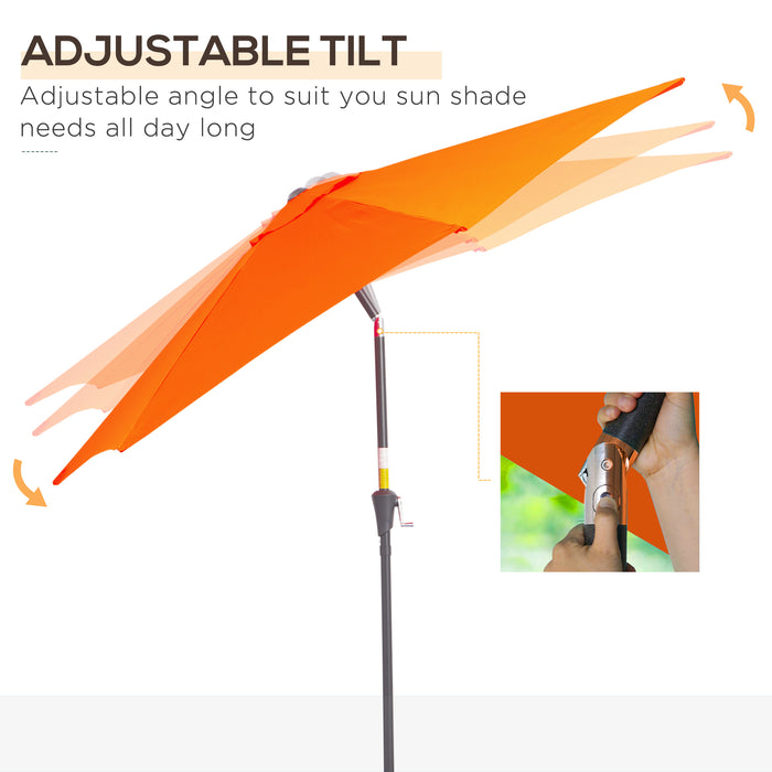 2.7M Patio Tilt Umbrella Sun Parasol Outdoor Garden Sun Shade Aluminium Frame with Crank???Orange???