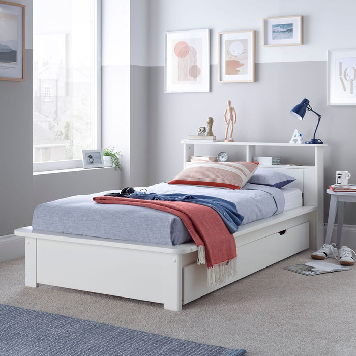 Fraser White Wooden Storage Single Bed