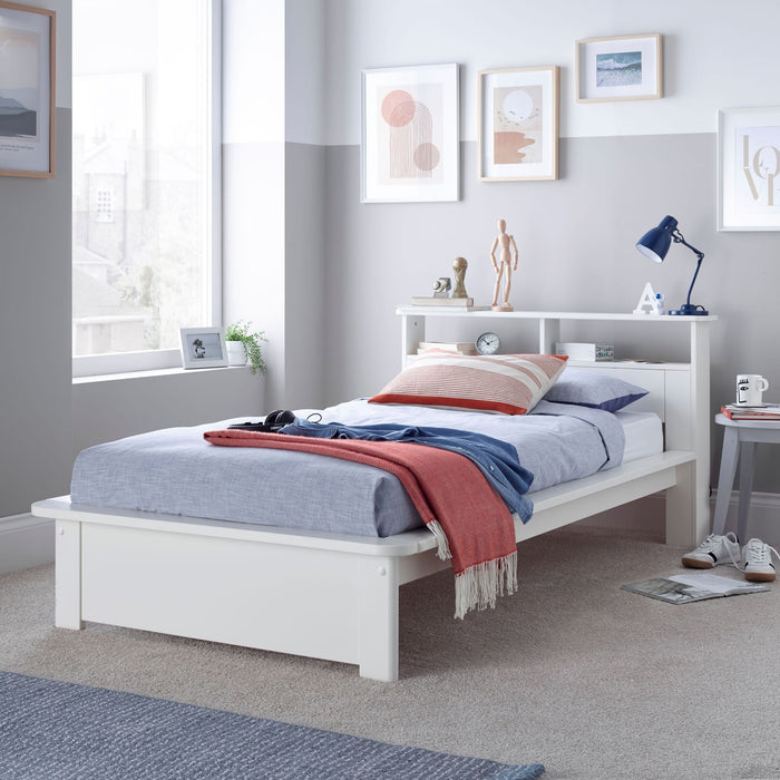 Fraser White Wooden Storage Single Bed