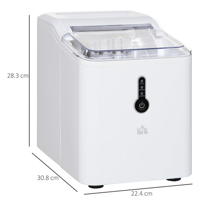 12kg Ice Maker Machine | Counter Top Cube | Home Drink Equipment | 1.5L Self Clean Function w/ Basket Freestanding Kitchen Office Dining-White