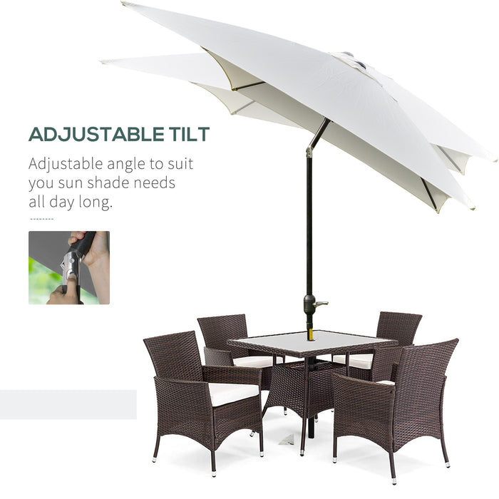 195Lx295Wx240H cm Umbrella Parasol-White