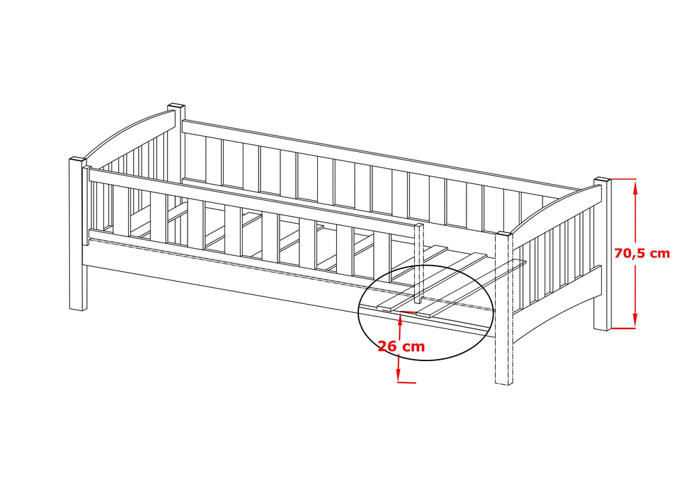 Wooden Single Bed Gucio with Storage