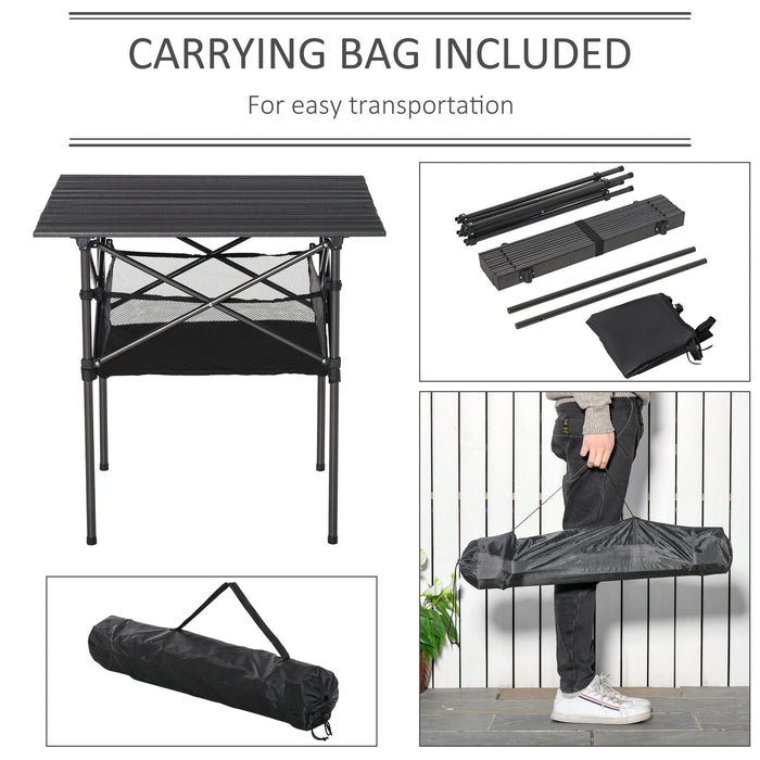Folding Camping Table with Mesh Storage Bag Lightweight Aluminum Picnic Desk,Roll Up Tabletop with Carring Bag by