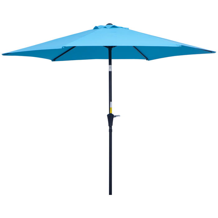 2.7M Patio Tilt Umbrella Sun Parasol Outdoor Garden Sun Shade Aluminium Frame with Crank???Blue???