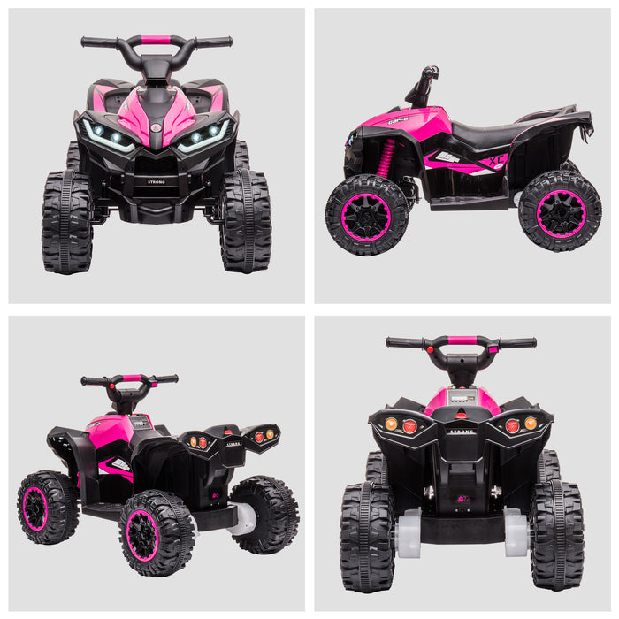 12V Quad Bike with Forward Reverse Functions, Ride on Car ATV Toy with High/Low Speed, Slow Start, Suspension System, Horn, Music, Pink