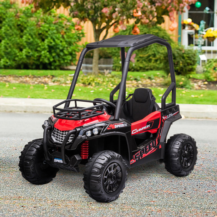 12V Battery-powered Kids Electric Ride On Car Off-road UTV Toy 3-6 km/h with High Roof Parental Remote Control Lights MP3 Suspension Wheels Red