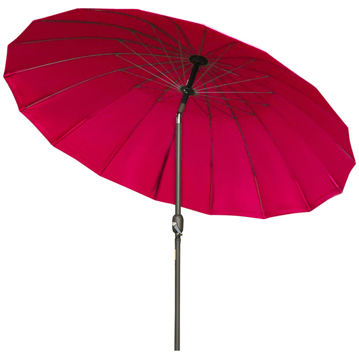 ­±255cm Patio Parasol Umbrella Outdoor Market Table Parasol with Push Button Tilt Crank and Sturdy Ribs for Garden Lawn Backyard Pool Wine Red