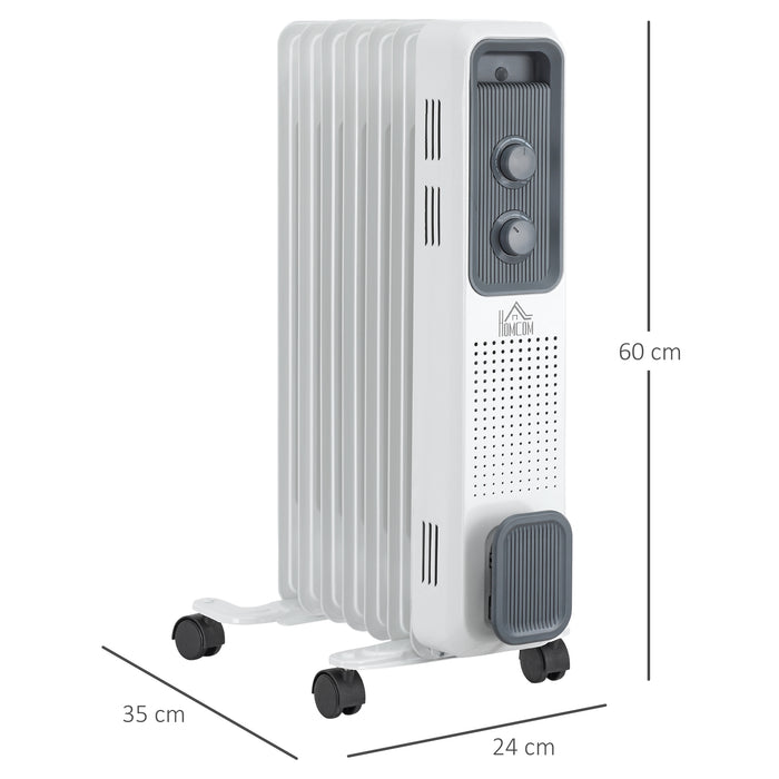 1630W Oil Filled Radiator, Portable Electric Heater w/ Three Modes Adjustable Thermostat Safety switch, White