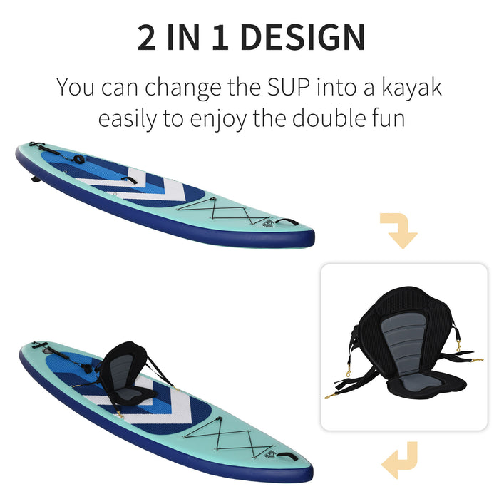 10.5ft Inflatable Stand Up Paddle Board Kayak Conversion Kit SUP Accessories Carry Bag Non-Slip Deck Adj Paddle Seat Pump Leash Green