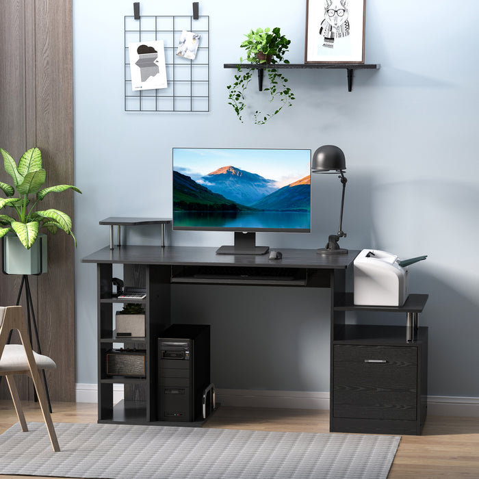 Computer Desk PC Workstation with Drawer Shelves CPU Storage Rack Home Office Furniture (BLACK)