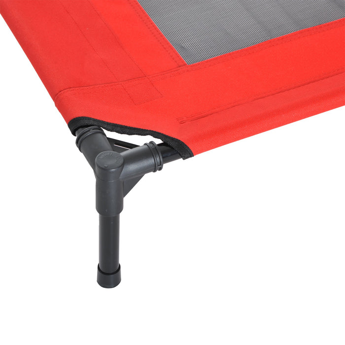 PawHut Elevated Pet Bed Portable Camping Raised Dog Bed w/ Metal Frame Black and Red (Medium)