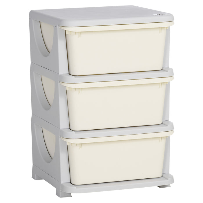 ZONEKIZ Kids Storage Units with Drawers 3 Tier Chest Vertical Dresser Tower Toy Organiser for Nursery Playroom Kindergarten White