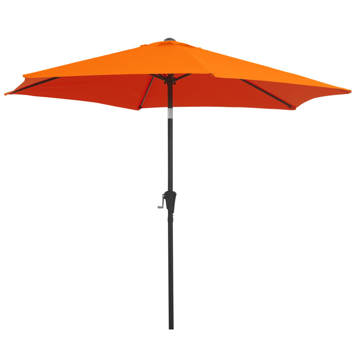 2.7M Patio Tilt Umbrella Sun Parasol Outdoor Garden Sun Shade Aluminium Frame with Crank???Orange???