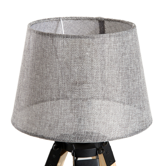 Wooden Tripod Table Lamp for Side, Desk or End Table with E27 Bulb Base??ÛGrey Shade??Ù