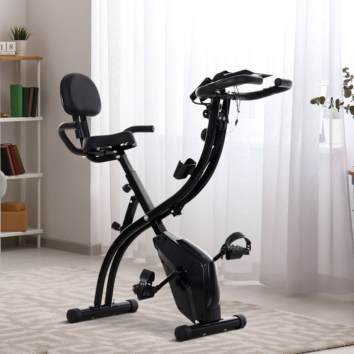 2-in-1 Foldable Exercise Bike Recumbent Stationary Bike 8-Level Adjustable Magnetic Resistance with Pulse Sensor LCD Display