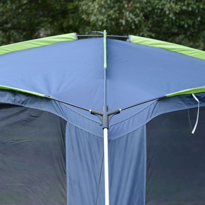 5-8 Person Camping Tent, Portable Dome Tent, Outdoor Screen House Sun Shelter, 360x355x215cm - Dark Blue/Green