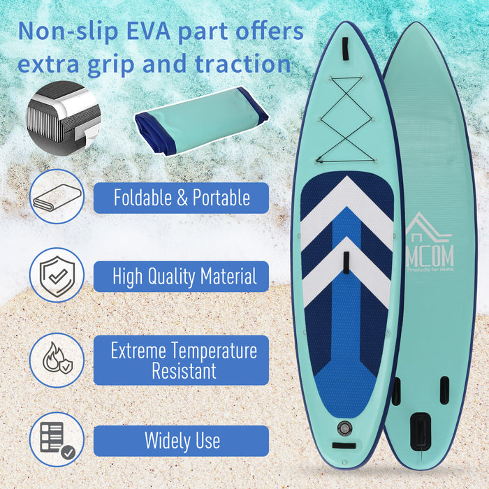 10.5ft Inflatable Stand Up Paddle Board Kayak Conversion Kit SUP Accessories Carry Bag Non-Slip Deck Adj Paddle Seat Pump Leash Green