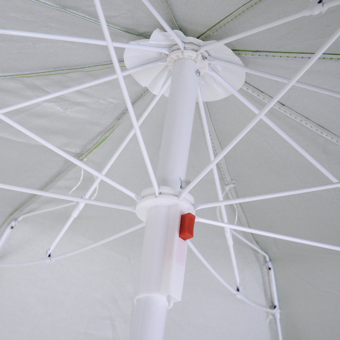 1.7m x 2m Tilted Steel Frame Beach Parasol Green