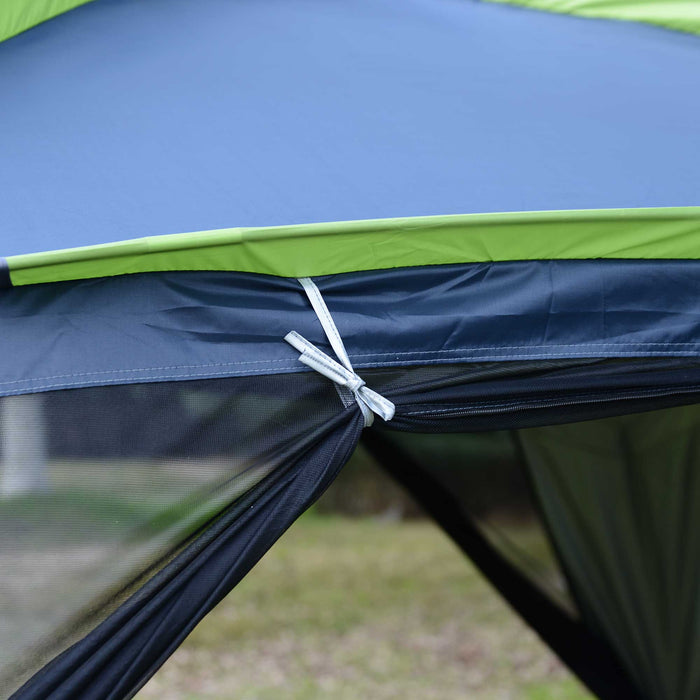 5-8 Person Camping Tent, Portable Dome Tent, Outdoor Screen House Sun Shelter, 360x355x215cm - Dark Blue/Green