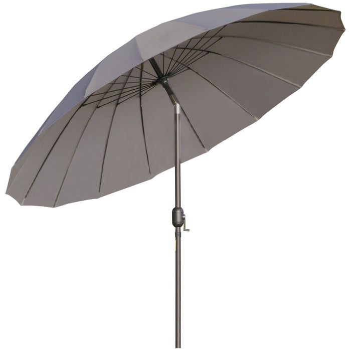 ­±255cm Patio Parasol Umbrella Outdoor Market Table Parasol with Push Button Tilt Crank and Ribs for Garden Lawn Backyard Pool Dark Grey