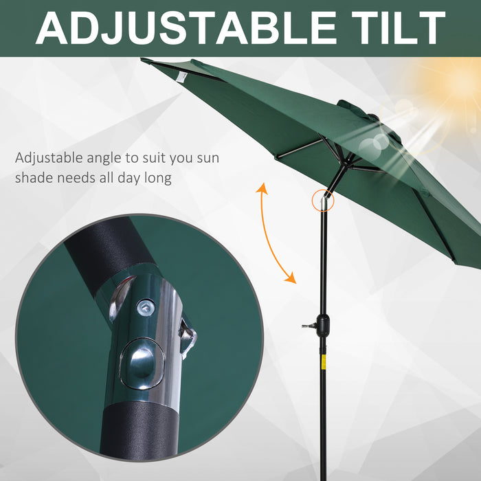 2.7M Tilting Parasol Sun Parasol Outdoor Garden Umbrellas Sun Shade Aluminium Frame with Crank??ÛGreen??Ù