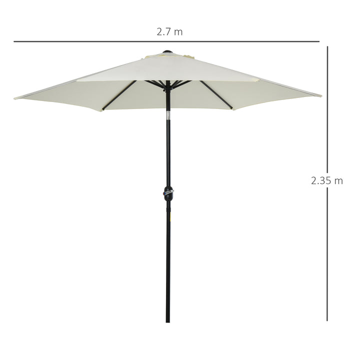 2.7 m Patio Umbrella Sun Shade Tilt Crank Garden Aluminium Frame-Cream White