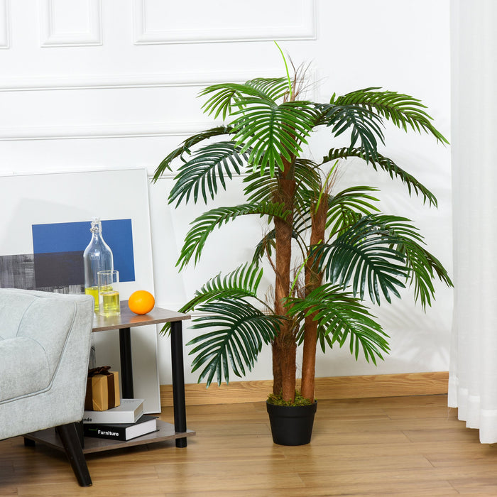 120cm/4FT Artificial Palm Tree Decorative Plant w/ 19 Leaves Nursery Pot Fake Plastic Indoor Outdoor Greenery Home Office D?«cor