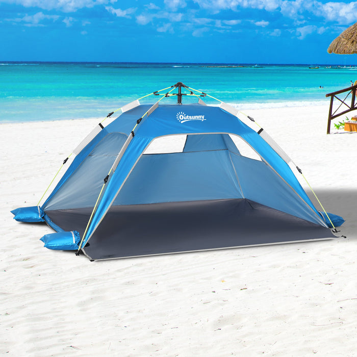 Pop-up Beach Tent Sun Shade Shelter for 1-2 Person UV Protection Waterproof with Ventilating Mesh Windows Carrying Bag