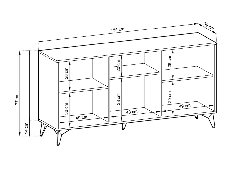 Diamond Large Sideboard Cabinet 154cm, Oak Evoke