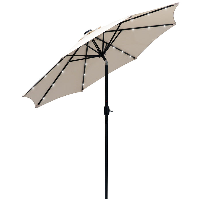 24 LED Solar Powered Parasol Umbrella-Creamy White