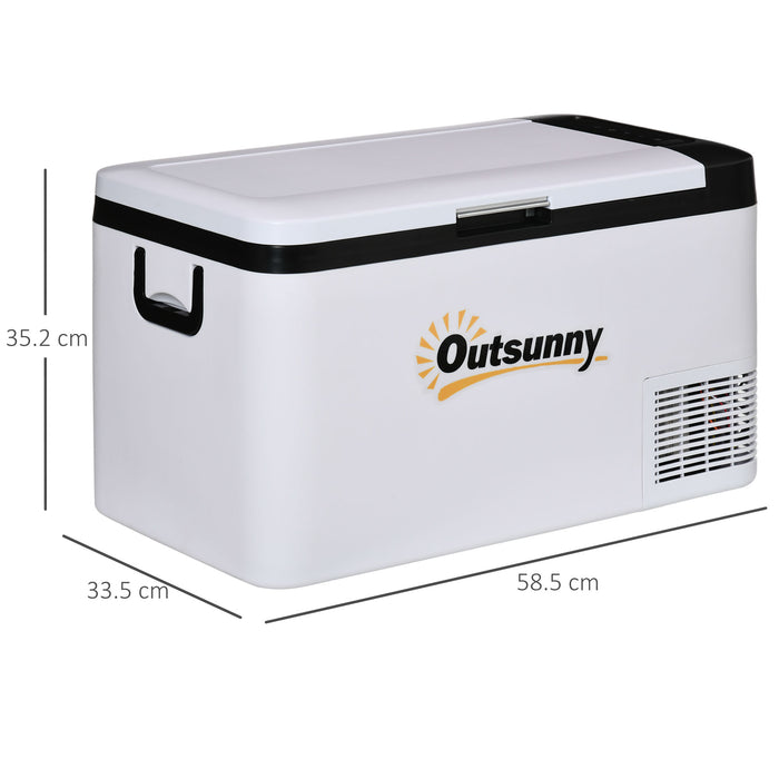 12V Car Refrigerator w/ LED Light & Foldable Handles, 25L Portable Compressor Cooler, Fridge Freezer for Campervan RV Boat Travel