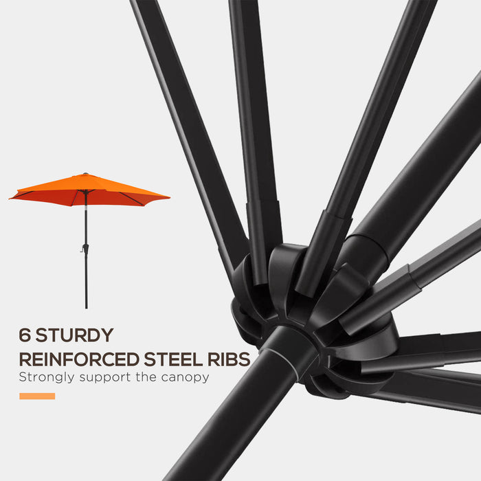 2.7M Patio Tilt Umbrella Sun Parasol Outdoor Garden Sun Shade Aluminium Frame with Crank???Orange???