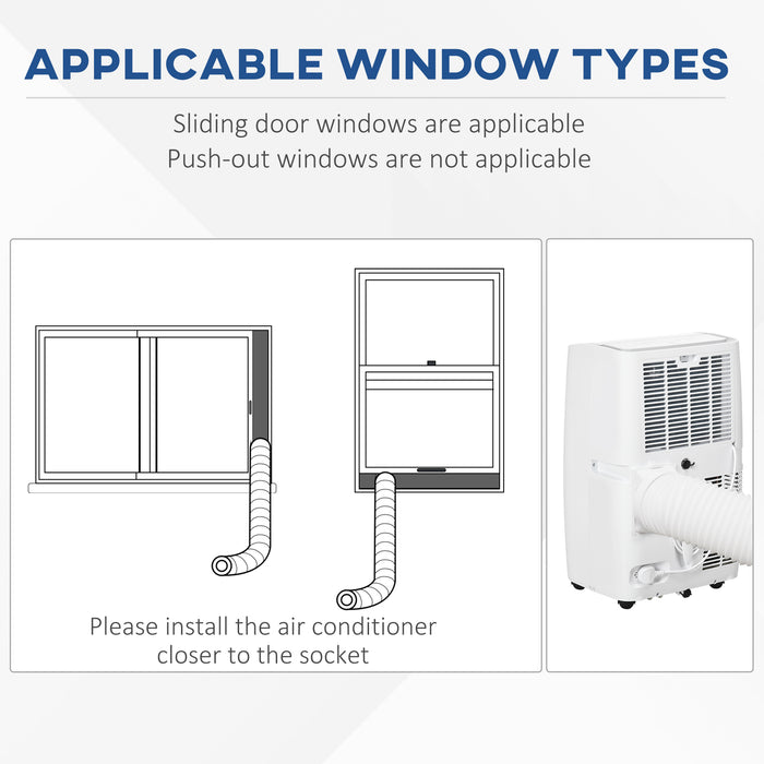 12,000 BTU Portable Air Conditioner Dehumidifier Cooling Fan for Room up to 25m??, with Remote, LED Display, 24H Timer, Window Mount Kit, White