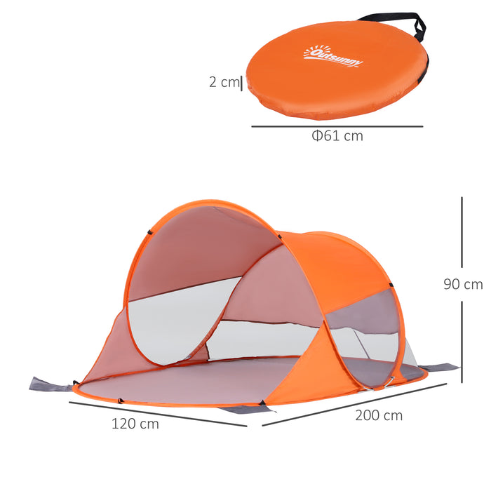 1-2 Person Pop up Beach Tent Hiking UV 30+ Protection Patio Sun Shelter Portable Automatic - Orange