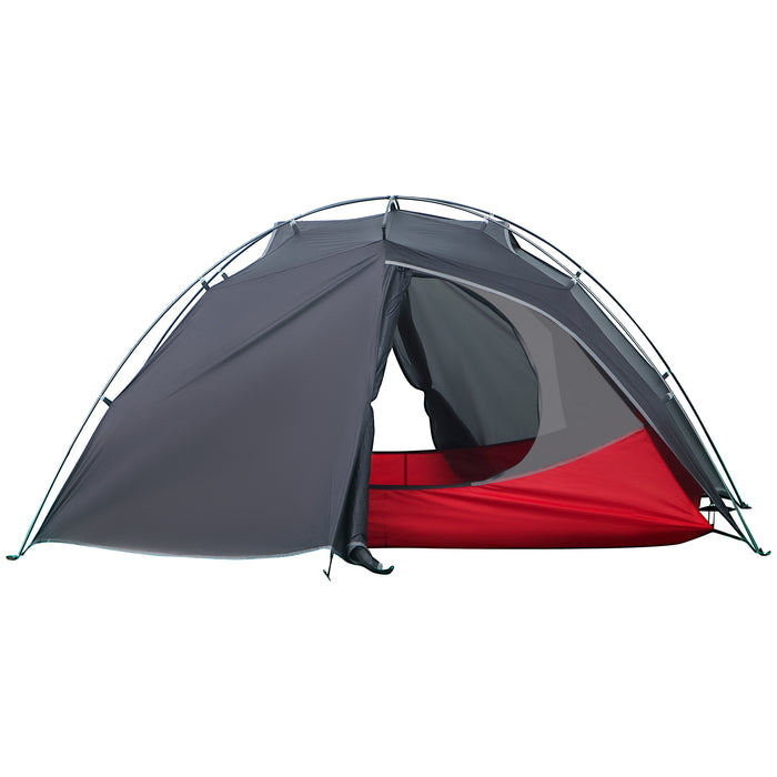 Camping Tent, Compact 2 Man Dome Tent, Waterproof Lightweight Outdoor Tent with Double Layer Doors, Dark Grey