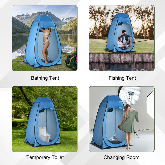 Camping Shower Tent Pop Up Toilet Privacy for Outdoor Changing Dressing Bathing Storage Room Tents, Portable Carrying Bag for Hiking, Blue